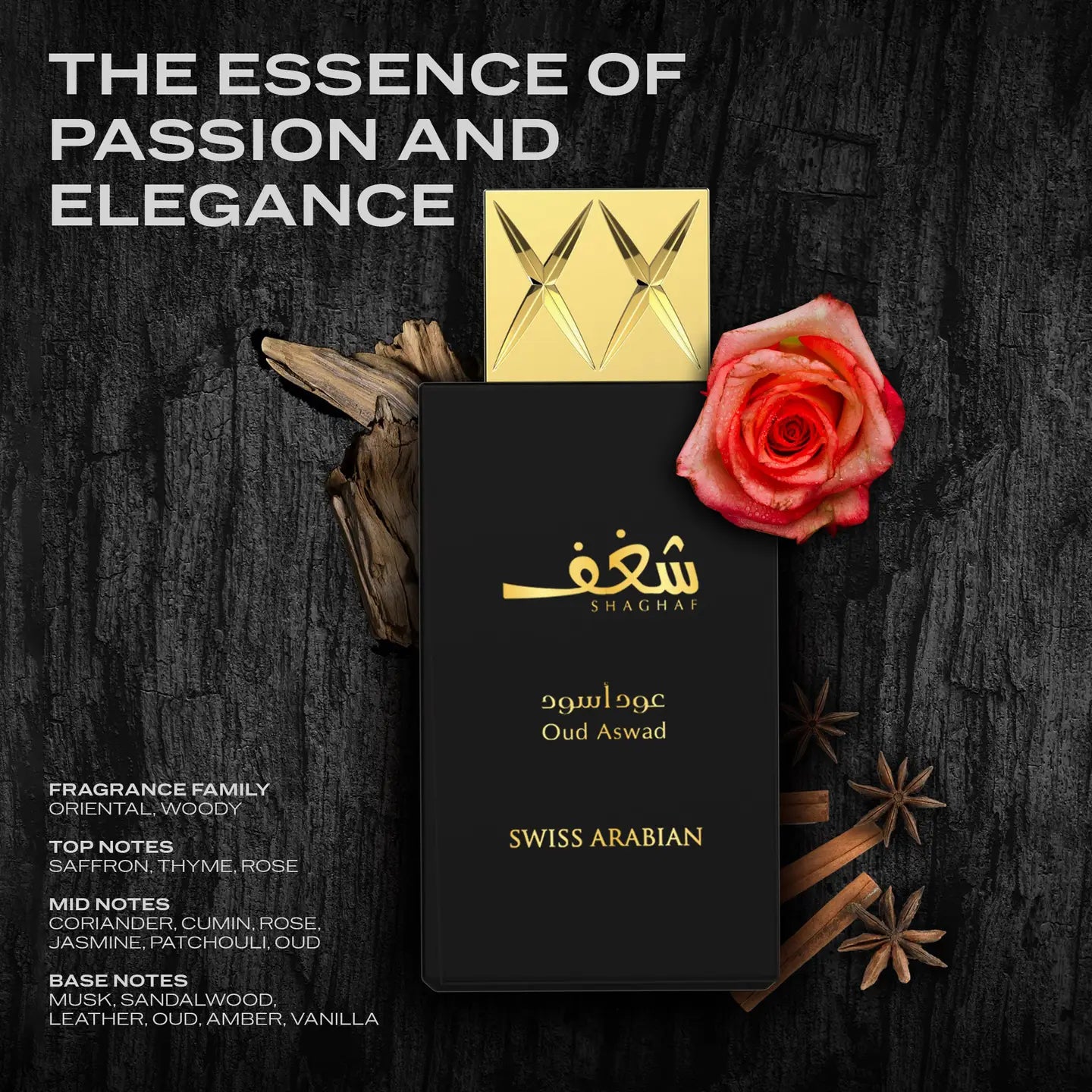 Swiss Arabian SHAGHAF OUD ASWAD Eau de Parfum de Luxe pour Femme 75ml